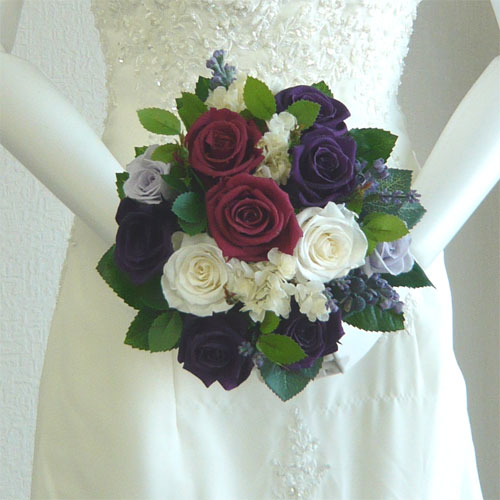 ウエディング・プリザーブドフラワーブーケ/クランベリー&バイオレット ラウンドブーケ